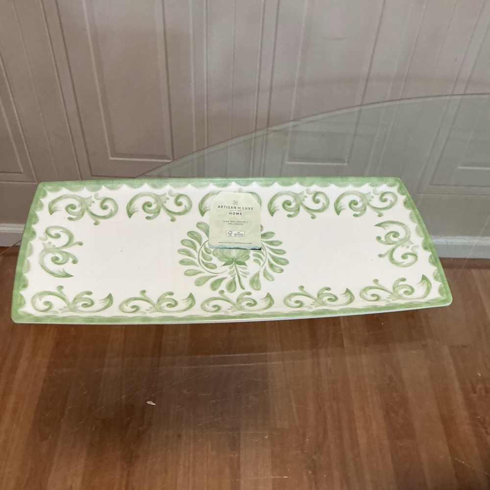 Artisan De Luxe Home MELAMINE Blue Rose Scroll (13" x 6.5") Serving Tray NEW